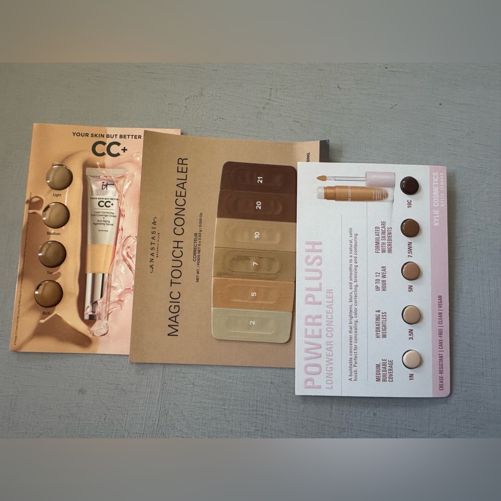 NWT Anastasia Beverly Hills + Kylie cosmetics Concealer sample cards